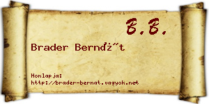 Brader Bernát névjegykártya